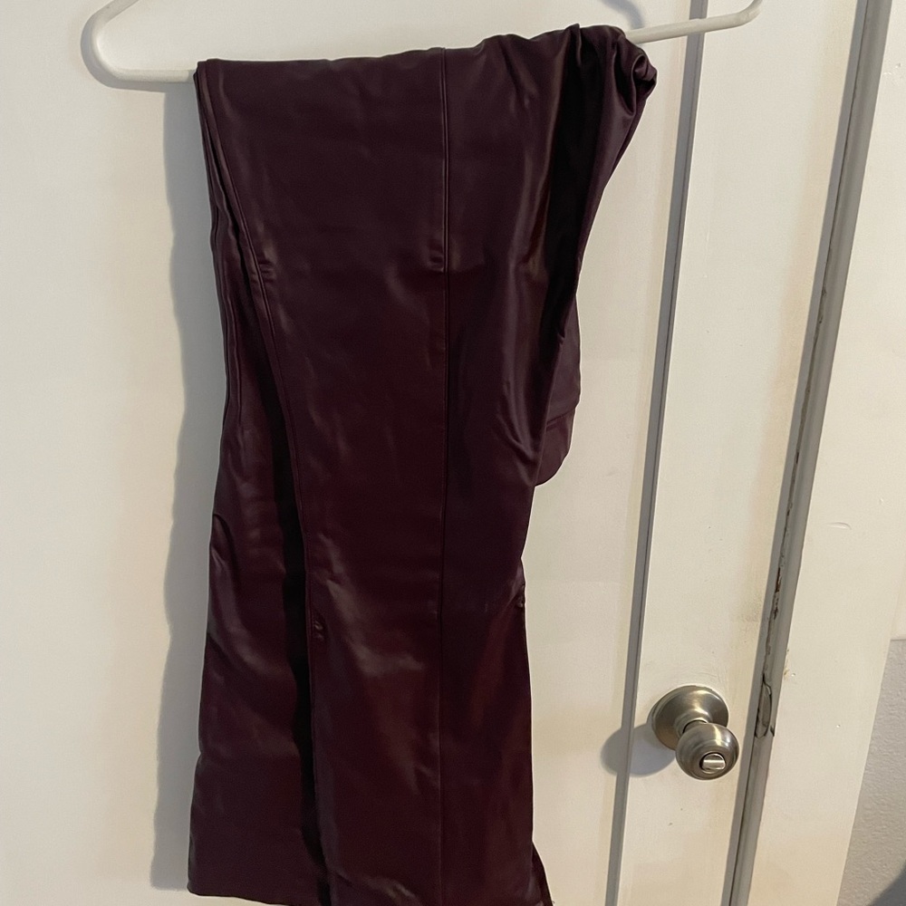 Burgundy Faux Leather Pants